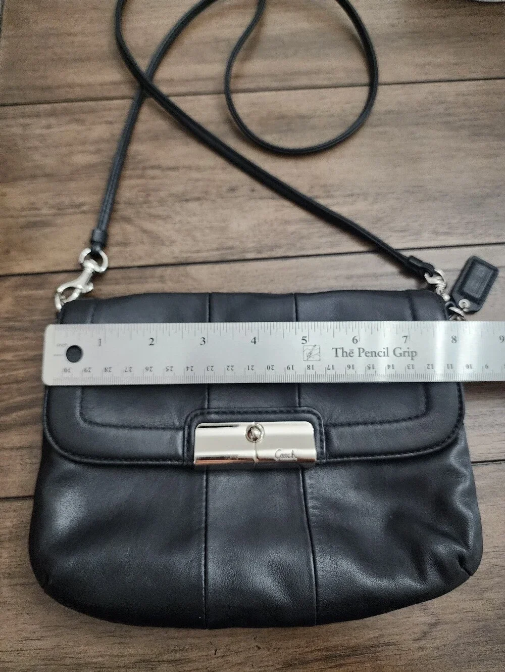 Coach Small Black Leather Crossbody with Silver Hardware